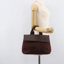 HERMES Valparaiso PM Hand Bag Canvas Brown Silver Auth 209635V-24