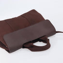 HERMES Valparaiso PM Hand Bag Canvas Brown Silver Auth 209635V-6