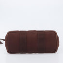 HERMES Valparaiso PM Hand Bag Canvas Brown Silver Auth 209635V-9