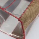 CHANEL Tote Bag Suede Beige Red CC Auth 209637A-13