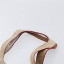 CHANEL Tote Bag Suede Beige Red CC Auth 209637A-8