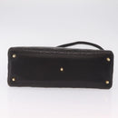 Christian Dior Canage Lady Dior Hand Bag Lamb Skin Dark Brown Gold Auth 209640V-11