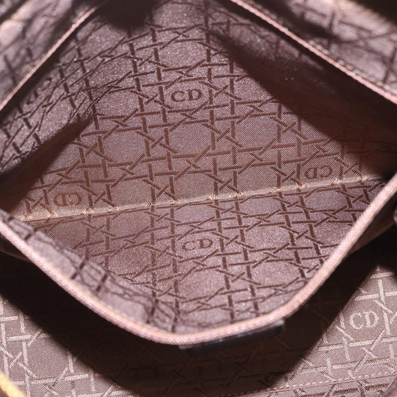 Christian Dior Canage Lady Dior Hand Bag Lamb Skin Dark Brown Gold Auth 209640V