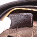 Christian Dior Canage Lady Dior Hand Bag Lamb Skin Dark Brown Gold Auth 209640V-26