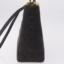 Christian Dior Canage Lady Dior Hand Bag Lamb Skin Dark Brown Gold Auth 209640V-4