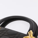 Christian Dior Canage Lady Dior Hand Bag Lamb Skin Dark Brown Gold Auth 209640V-8