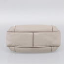 CHANEL Hand Bag Leather Ivory Silver CC Auth 209642V-10