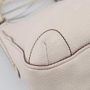 CHANEL Hand Bag Leather Ivory Silver CC Auth 209642V-14