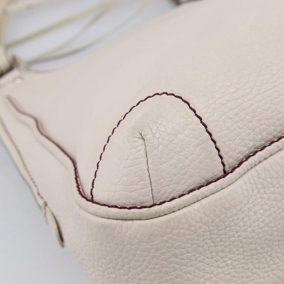 CHANEL Hand Bag Leather Ivory Silver CC Auth 209642V