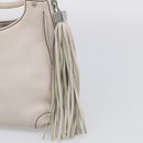 CHANEL Hand Bag Leather Ivory Silver CC Auth 209642V-15