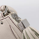 CHANEL Hand Bag Leather Ivory Silver CC Auth 209642V-16