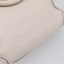 CHANEL Hand Bag Leather Ivory Silver CC Auth 209642V-17
