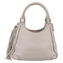 CHANEL Hand Bag Leather Ivory Silver CC Auth 209642V-2