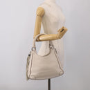 CHANEL Hand Bag Leather Ivory Silver CC Auth 209642V-26