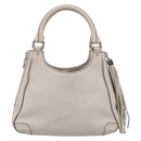 CHANEL Hand Bag Leather Ivory Silver CC Auth 209642V-3