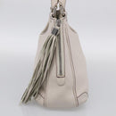 CHANEL Hand Bag Leather Ivory Silver CC Auth 209642V-4