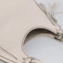 CHANEL Hand Bag Leather Ivory Silver CC Auth 209642V-6