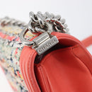 CHANEL Boy Chanel Chain Shoulder Bag Leather Tweed Multicolor CC Auth 209643SAM-16
