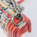 CHANEL Boy Chanel Chain Shoulder Bag Leather Tweed Multicolor CC Auth 209643SAM-17