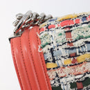 CHANEL Boy Chanel Chain Shoulder Bag Leather Tweed Multicolor CC Auth 209643SAM-19