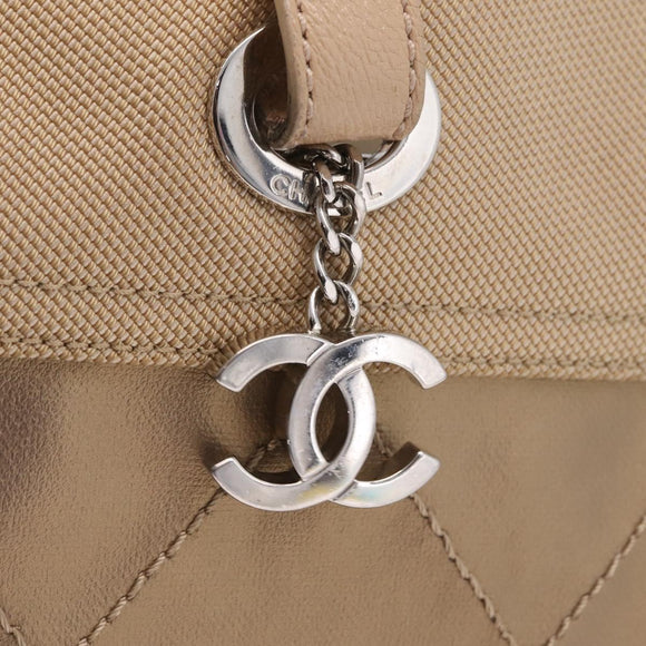 CHANEL Paris Biarritz Tote Bag Canvas Gold Silver CC Auth 209649A