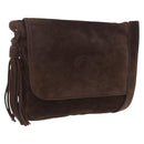 CHANEL Shoulder Bag Suede Brown CC Auth 209651A-1