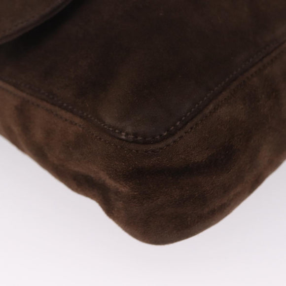 CHANEL Shoulder Bag Suede Brown CC Auth 209651A