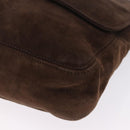 CHANEL Shoulder Bag Suede Brown CC Auth 209651A-11