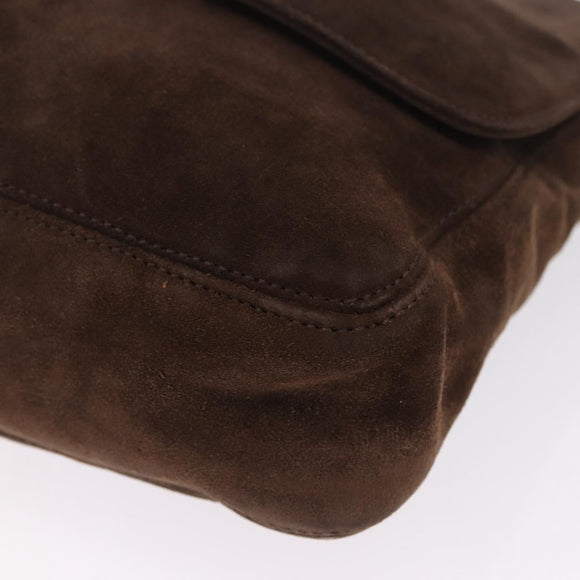 CHANEL Shoulder Bag Suede Brown CC Auth 209651A