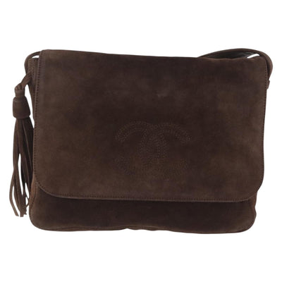 CHANEL Shoulder Bag Suede Brown CC Auth 209651A - 0