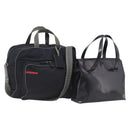 PRADA Boston Bag Hand Bag Nylon Patent 2 Set Black Navy Auth 209655-1