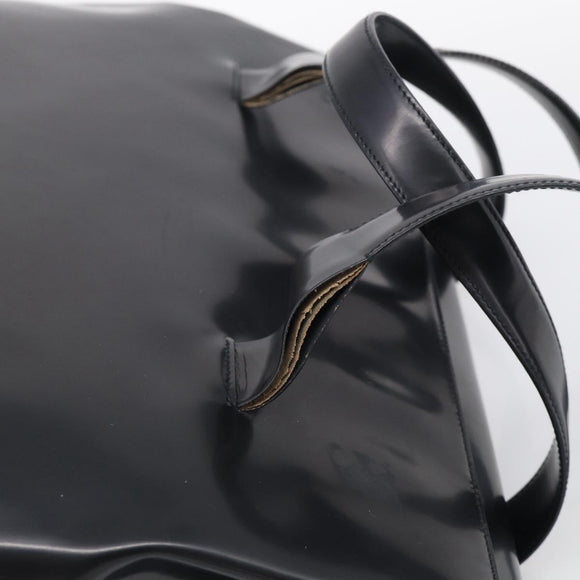 PRADA Boston Bag Hand Bag Nylon Patent 2 Set Black Navy Auth 209655