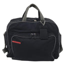 PRADA Boston Bag Hand Bag Nylon Patent 2 Set Black Navy Auth 209655-2