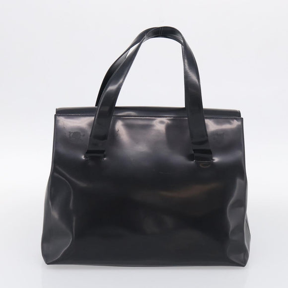 PRADA Boston Bag Hand Bag Nylon Patent 2 Set Black Navy Auth 209655