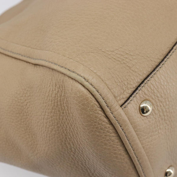 GUCCI Soho Hand Bag Leather Beige Gold Tone 282309 Auth 209658V