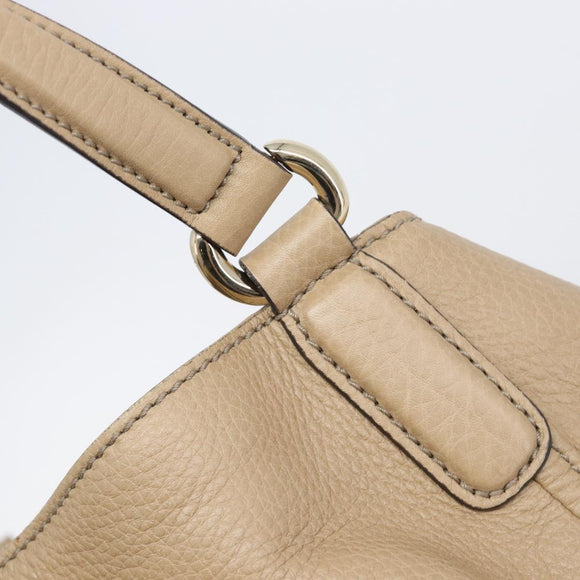 GUCCI Soho Hand Bag Leather Beige Gold Tone 282309 Auth 209658V