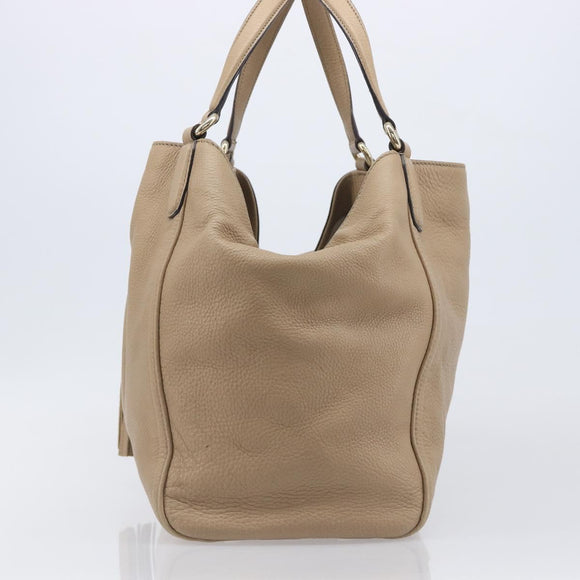 GUCCI Soho Hand Bag Leather Beige Gold Tone 282309 Auth 209658V