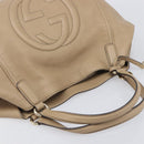 GUCCI Soho Hand Bag Leather Beige Gold Tone 282309 Auth 209658V-6