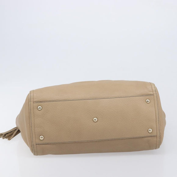 GUCCI Soho Hand Bag Leather Beige Gold Tone 282309 Auth 209658V
