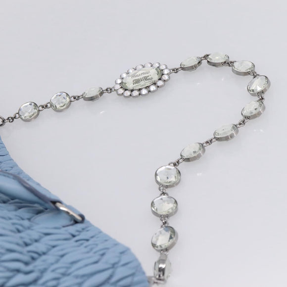 Miu Miu Matelasse Chain Shoulder Bag Leather 2way Light Blue Silver Auth 209659M