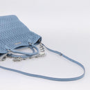 Miu Miu Matelasse Chain Shoulder Bag Leather 2way Light Blue Silver Auth 209659M-12