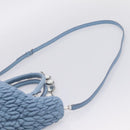 Miu Miu Matelasse Chain Shoulder Bag Leather 2way Light Blue Silver Auth 209659M-13