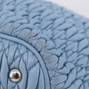 Miu Miu Matelasse Chain Shoulder Bag Leather 2way Light Blue Silver Auth 209659M-21