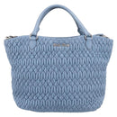 Miu Miu Matelasse Chain Shoulder Bag Leather 2way Light Blue Silver Auth 209659M-2