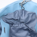 Miu Miu Matelasse Chain Shoulder Bag Leather 2way Light Blue Silver Auth 209659M-25