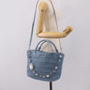 Miu Miu Matelasse Chain Shoulder Bag Leather 2way Light Blue Silver Auth 209659M-29