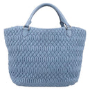 Miu Miu Matelasse Chain Shoulder Bag Leather 2way Light Blue Silver Auth 209659M-3
