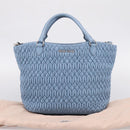 Miu Miu Matelasse Chain Shoulder Bag Leather 2way Light Blue Silver Auth 209659M-12