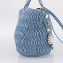 Miu Miu Matelasse Chain Shoulder Bag Leather 2way Light Blue Silver Auth 209659M-4