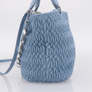 Miu Miu Matelasse Chain Shoulder Bag Leather 2way Light Blue Silver Auth 209659M-5